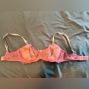 NEW VICTORIA’S SECRET ORANGE PINK POLKA DOT LACE DREAM ANGELS PUSH-UP BRA